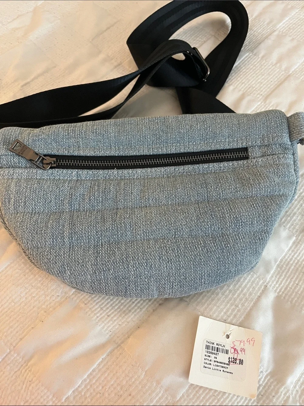 THINK ROYLN Light Blue Denim Crossbody with Black Strap